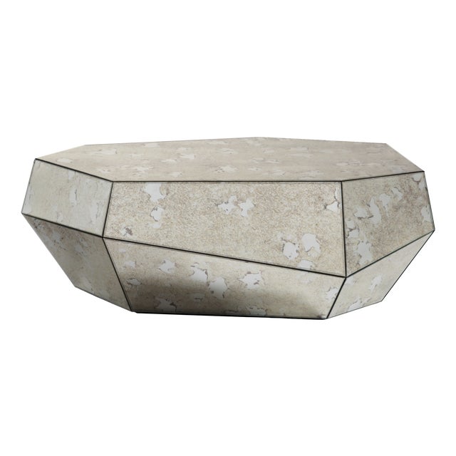 Three Rocks Low Coffee Table in Aged Mirror from Insidherland For Sale