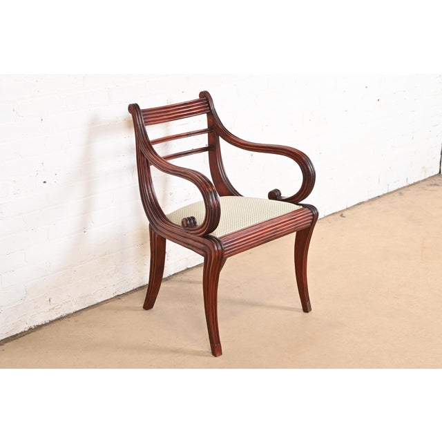 Baker Furniture Company Baker Furniture Regency Carved Mahogany Arm Chair or Side Chair For Sale - Image 4 of 12