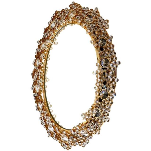 Metal Austrian Round Mirror with Integrated Backlighting by J.L. Lobmeyr, 1960s For Sale - Image 7 of 7