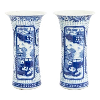 Chinese Blue and White Porcelain Vases, Pair For Sale