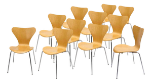 Model 3107 Chairs by Arne Jacobsen for Fritz Hansen, 1990s, Set of 11