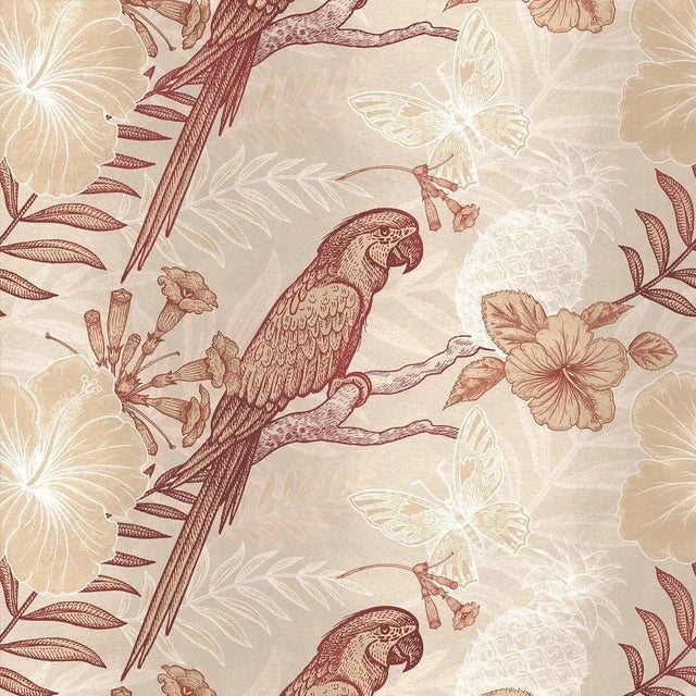 Parrots Fabric Wallcovering by Chiara Mennini for Midsummer-Milano For Sale - Image 4 of 4