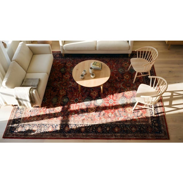 Textile Sensational Red Color With Floral Design Antique Sarouk Farahan Rug For Sale - Image 7 of 9