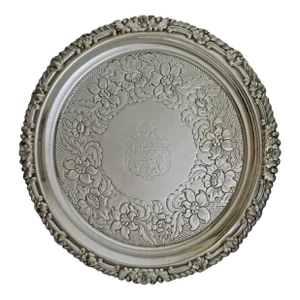 Early 19th Century Georgian Armorial Circular Salver Old Sheffield Plate England Round Tray