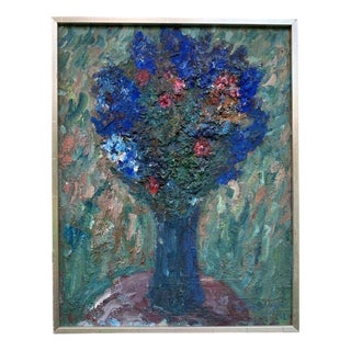 Lennart Andersson, Blue Vase, 1968, Oil on Canvas, Framed For Sale