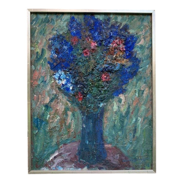 Lennart Andersson, Blue Vase, 1968, Oil on Canvas, Framed For Sale