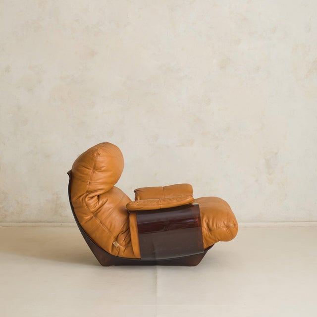 Michel Ducaroy Marsala' Cognac Leather Lounge Chair by Michel Ducaroy for Ligne Roset, 1970s For Sale - Image 4 of 11