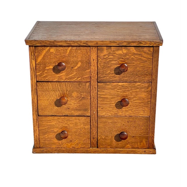 Bay Colony Antiques is proud to offer for sale this wonderful early 20th century antique Tiger oak 6 drawer desktop file...