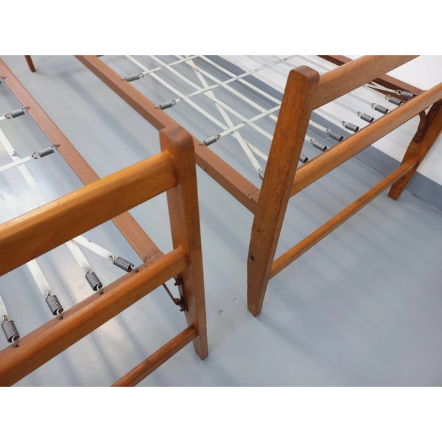 Vintage Stackable Daybeds in Oak Wood and Metal, 1960s, Set of 2 For Sale - Image 3 of 18