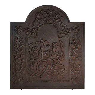 Antique Cast Iron Fireback For Sale