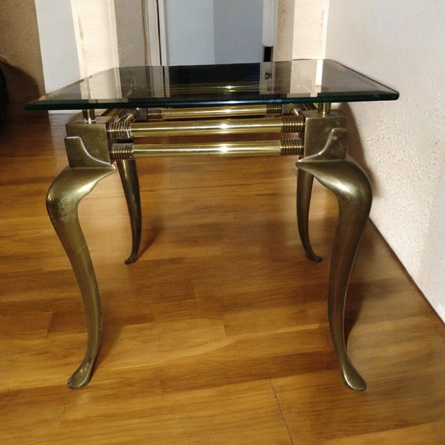 Exquisite 1960 Vintage Brass and Glass Table in the Sophisticated Hollywood Regency Style by LaBarge For Sale - Image 10 of 12