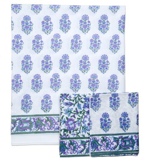 Indian Riya Queen Lavender/Blue Fitted Sheet For Sale - Image 3 of 6