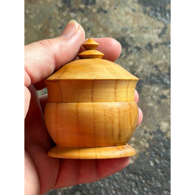 Contemporary Antique Vintage Turned Wood Artisan Boxes, Handcrafted, Rustic Charm, Japan For Sale - Image 3 of 16