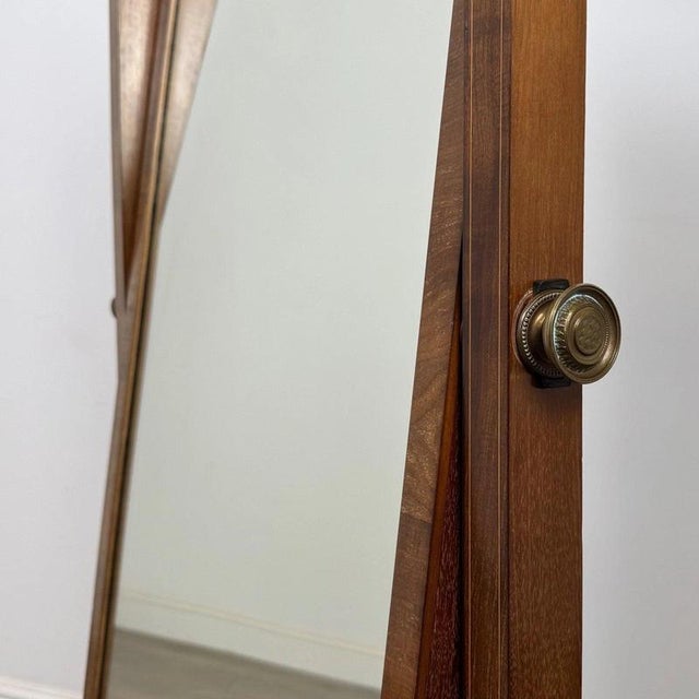 20th Century English Edwardian Inlaid Mahogany Cheval Mirror, 1890s For Sale - Image 10 of 12