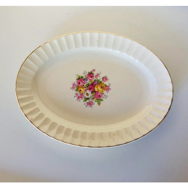 1940s Vintage Midcentury Knowles China Floral Pattern Large Oval Platter For Sale - Image 5 of 5