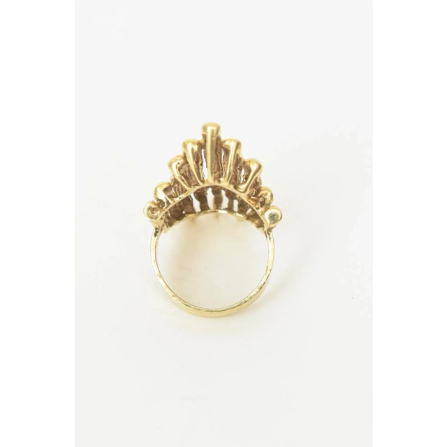 Metal Vintage 18k Gold Italian Sculptural Bamboo Design Elongated Ring, Size 6.5 For Sale - Image 7 of 12