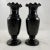 Glass Bristol Glass Black Amethyst Blown Glass Hand Enameled Bird Vases, a Pair For Sale - Image 7 of 12