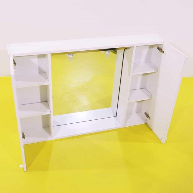 Wall-Mounted Cabinet in White Particle Board with Mirror For Sale - Image 4 of 8