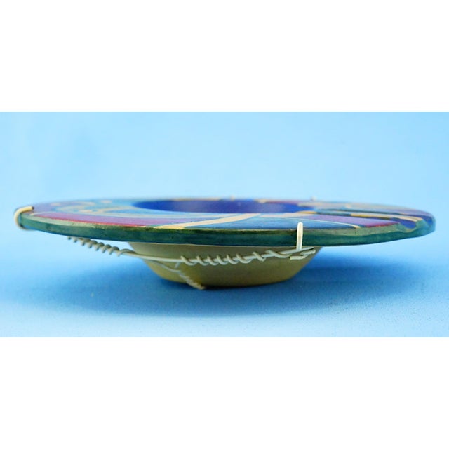 Blue Large Vintage Terracotta Ashtray with Abstract Decoration, 1930s For Sale - Image 8 of 18