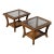 Pair of Late Mid-Century Oak Side Tables With Smoked Glass Tops, Mid-Century Modern, 1970s For Sale