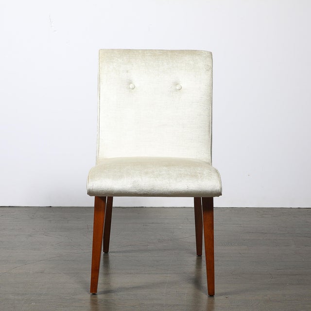Art Deco Art Deco Button-Back Velvet & Walnut Chair by Russel Wright for Conant Ball For Sale - Image 3 of 12