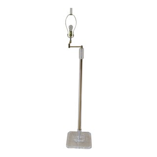 Vintage Springer Style Mid Century Modern Brass Glass Lucite Floor Lamp For Sale