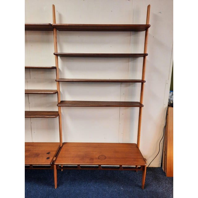 Vintage double wall unit by William Watting and Scanflex for Fristho. Rare double base unit with eight shelves. Shelves...