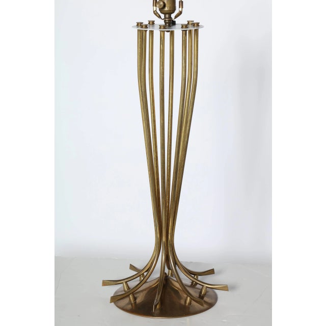 Mid-Century Modern 1950s Tall Millepatte Style Brass Table Lamp For Sale - Image 3 of 11