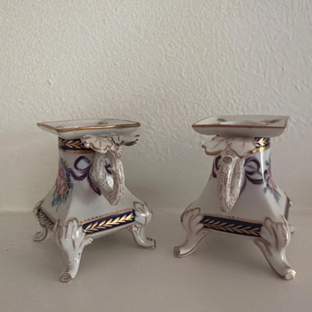 Attractive Vintage Von Schierholz Porcelain Candle Holders For Sale - Image 4 of 5