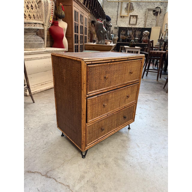 Wicker and Rattan Chest of Drawers, 1960s For Sale - Image 9 of 9