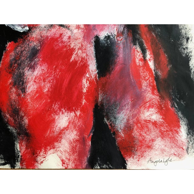 Contemporary Angela Lyle "Lady In Red" Contemporary Mixed Media on Paper 2019 For Sale - Image 3 of 4