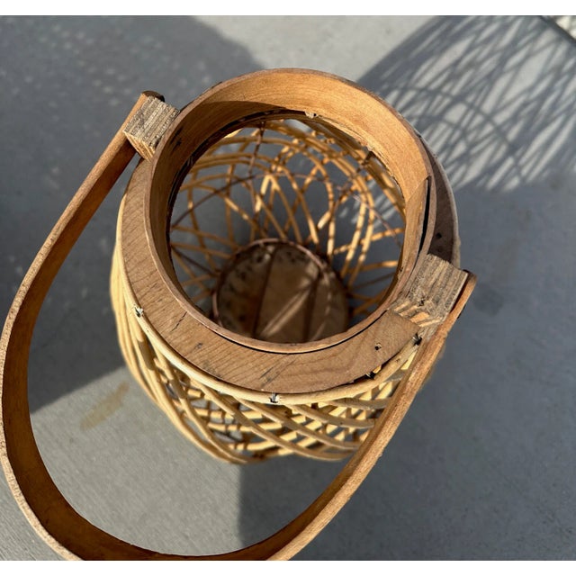 Farmhouse Farmhouse Wood/Wicker Lantern For Sale - Image 3 of 6