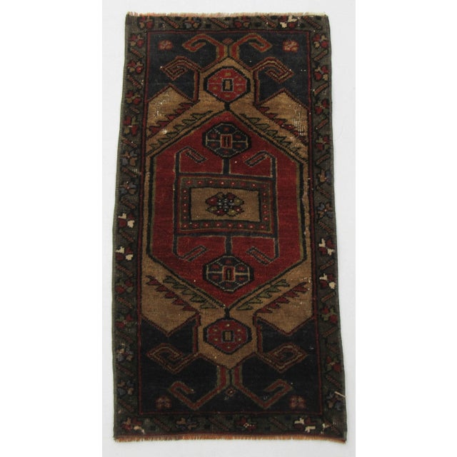 Turkish Vintage Mini Wool Rug For Sale - Image 4 of 4