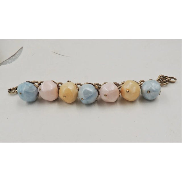 Vintage 1950s Signed Napier Pastel Charm Bracelet For Sale In Philadelphia - Image 6 of 10