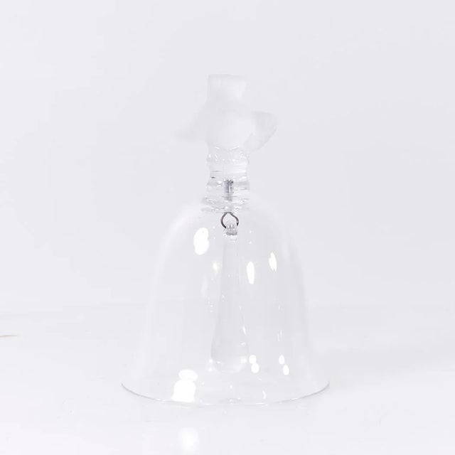 Lalique Frosted Crystal and Glass Bird Bell This glass bell measures: 4 wide x 4 deep x 6 inches high ABOUT PHOTOS: We...