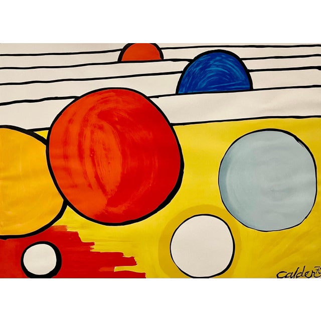 Alexander Calder, Bold Abstract Circles Color Lithograph Alexander Calder Unfinished Revolution, 1975 For Sale