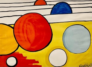 Alexander Calder, Bold Abstract Circles Color Lithograph Alexander Calder Unfinished Revolution, 1975
