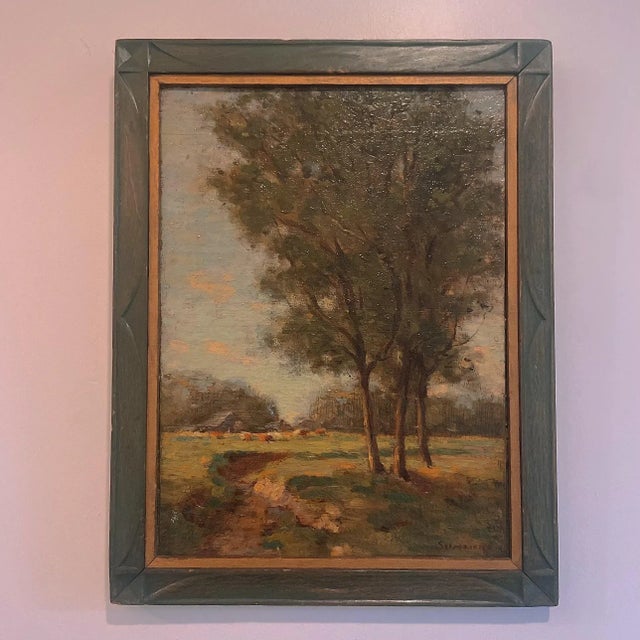 Early 20th Century Early 20th Century American Impressionist Landscape Original Oil Painting Signed Summers, Framed For Sale - Image 5 of 9