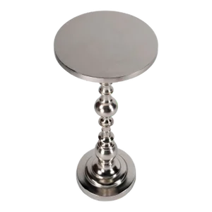 Darien Round Pedestal 10"W Accent Table, Silver