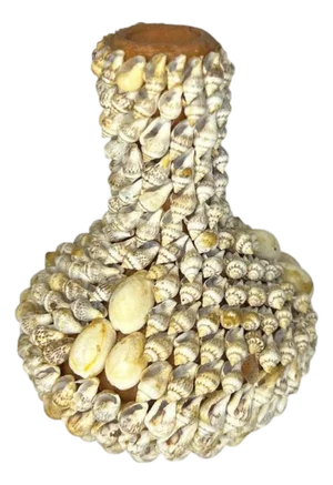 Vintage Shell-Encrusted Bud Vase – Coastal Grandmillennial Décor