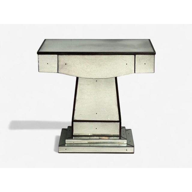2000 - 2009 Mid-Century Modern Style, Painted Wood, Distressed Glass, Mirrored Nightstands For Sale - Image 5 of 14