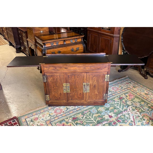 Late 20th Century Henredon Campaign Style Bar Cart For Sale - Image 6 of 12