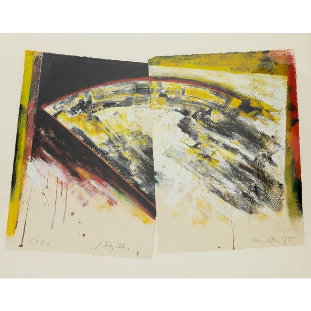 Perez Celis Perez Celis New York 1990 Signed Painting on Paper Abstract Expressionism Framed For Sale - Image 4 of 8