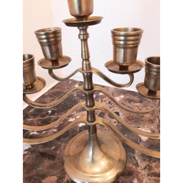 English Brass Candelabra 9 Swing Arm Candleholder For Sale - Image 3 of 7