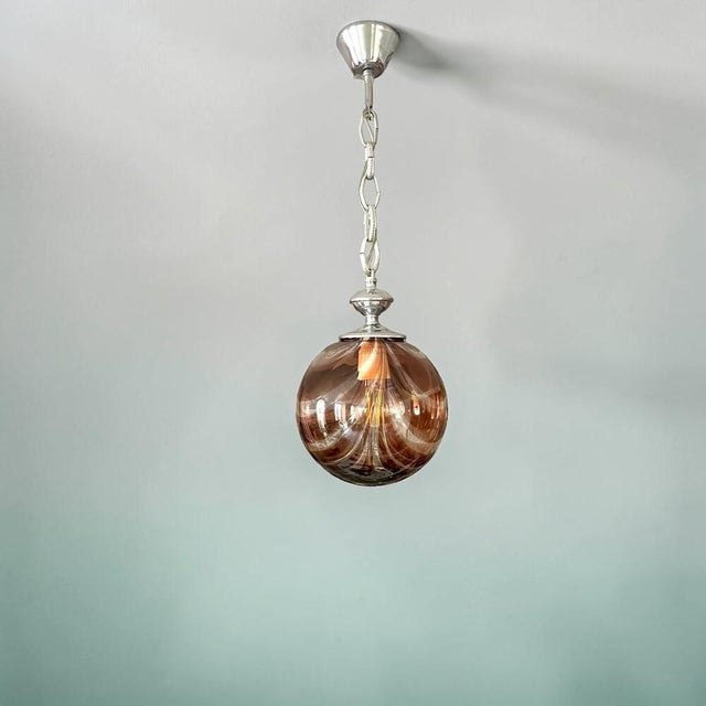 Portuguese Art Deco Globe Pendant Light by Marinha Grande, 1960s For Sale - Image 4 of 17