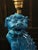 Blue Vintage Turquoise Ceramic Foo Dog Table Lamp, 1960s For Sale - Image 8 of 9