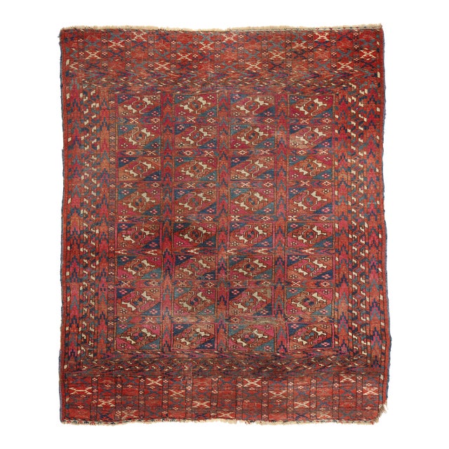1890's Antique Turkoman Tekke Rug - 03'06 X 04'03 For Sale