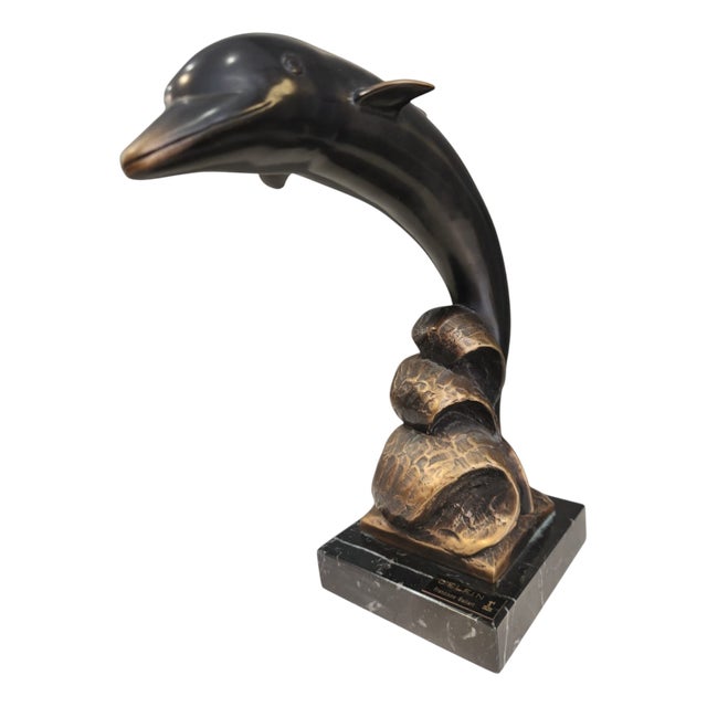 Bronze and Marble Dolphin by Francisco Ballart, 1990s For Sale