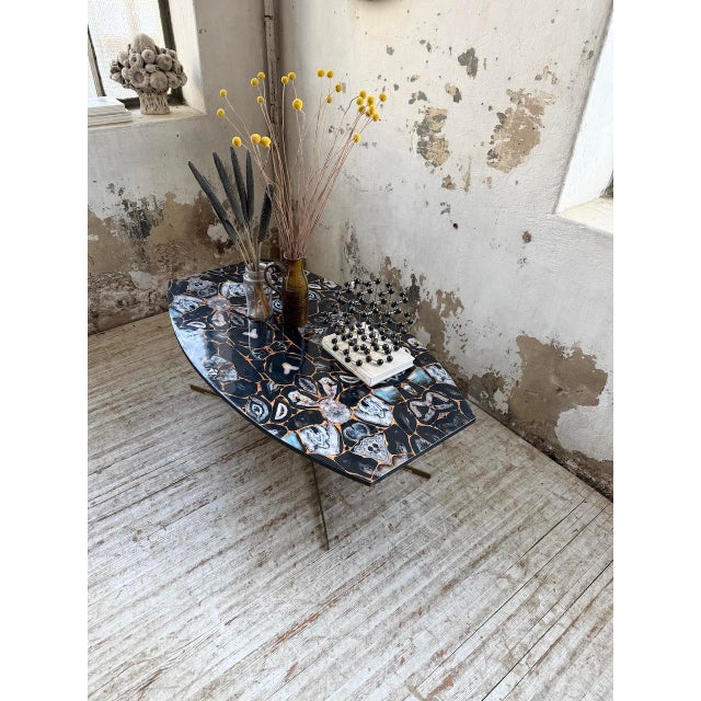 Black Coffee Table with Agate Stone Effect, 1990s For Sale - Image 8 of 18