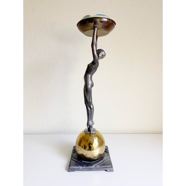 1920s Art Deco Frankart Floor Ashtray "Standing Nude on Ball", 1920s For Sale - Image 5 of 17